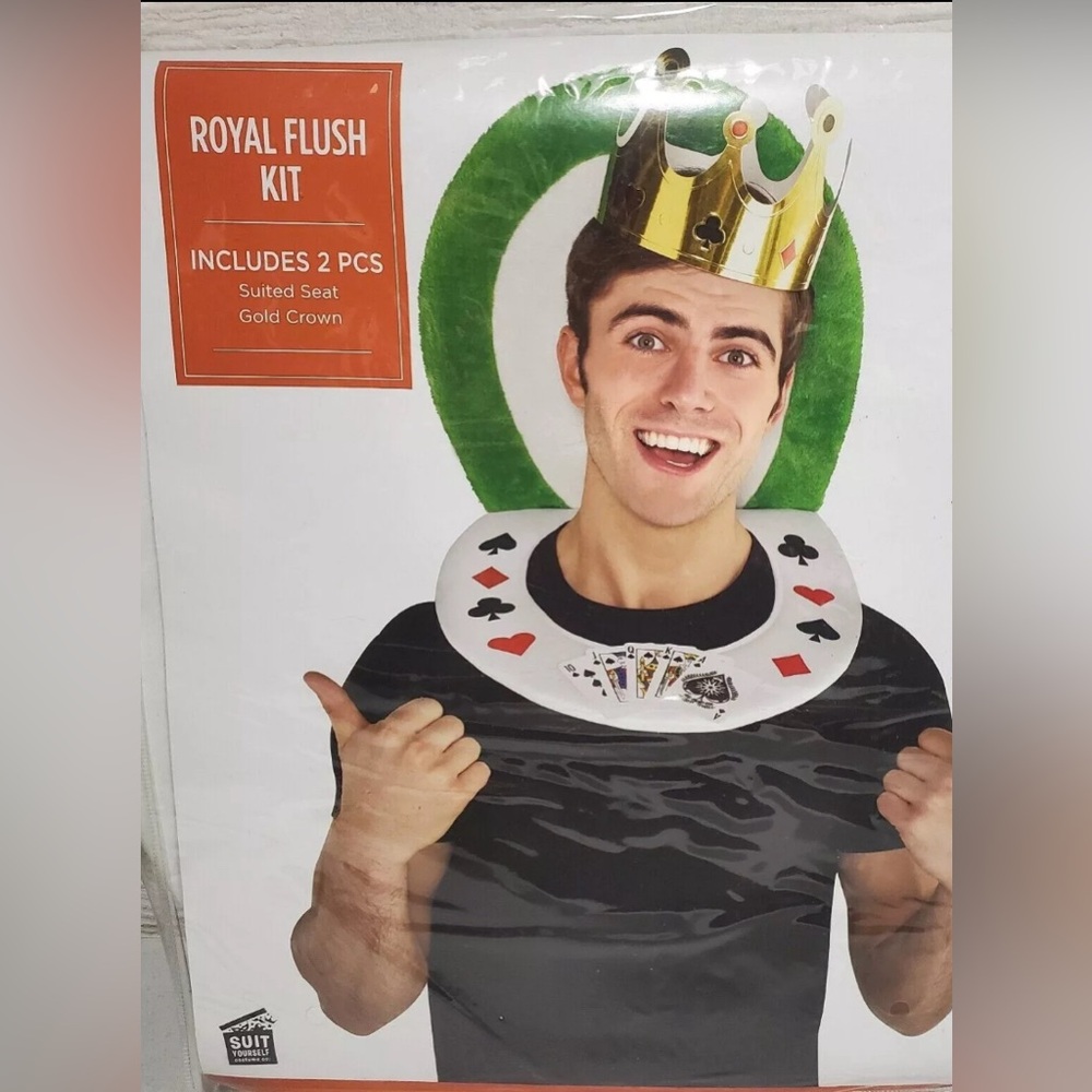 NWT Adult 2pc Royal Flush Costume Toilet Seat Crown Novelty Casino Poker Player